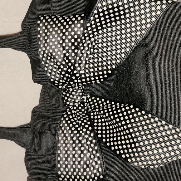 3/$25 Talbots purse, hand bag, black canvas big polka dot bow on front - Picture 4 of 10